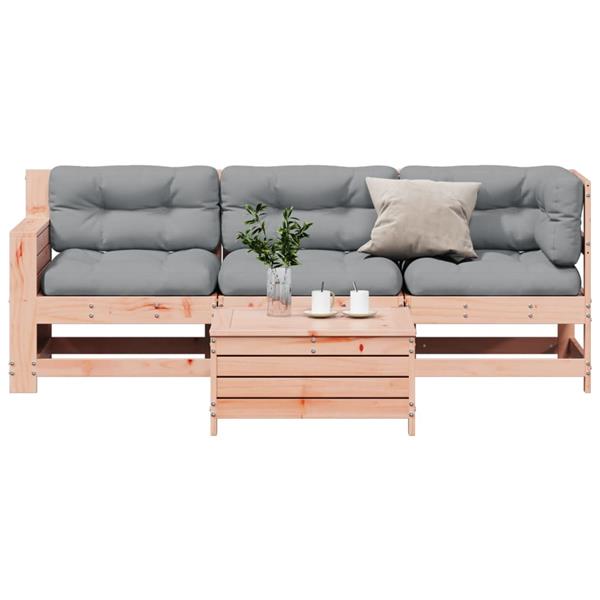 Grote foto vidaxl 4 delige loungeset met kussens massief douglashout tuin en terras tuinmeubelen
