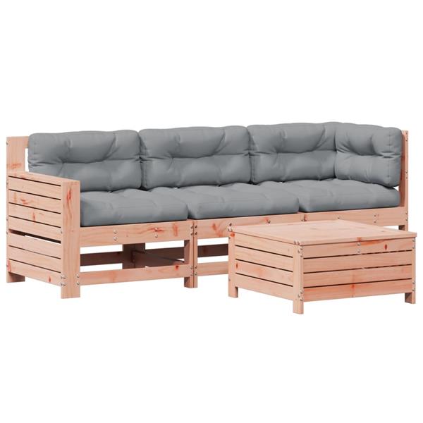 Grote foto vidaxl 4 delige loungeset met kussens massief douglashout tuin en terras tuinmeubelen