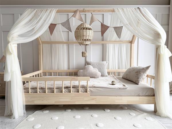Grote foto tule klamboe voor bedhuis type a wit kinderen en baby complete kinderkamers