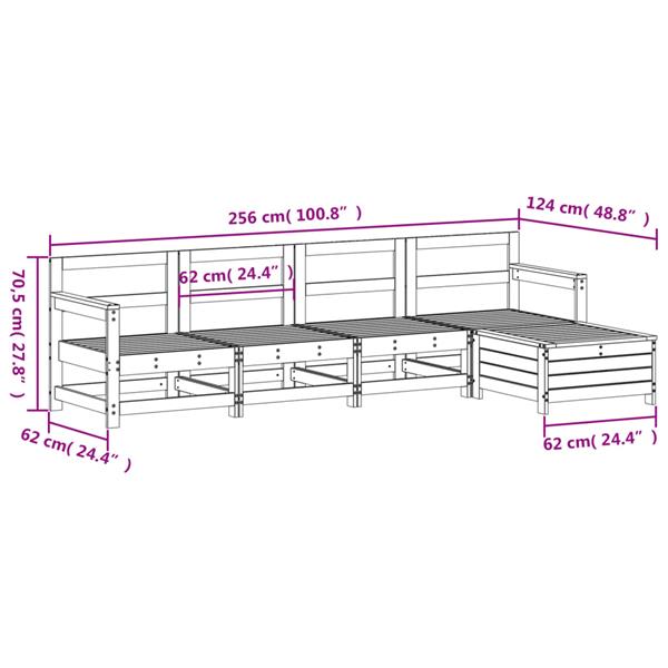 Grote foto vidaxl 5 delige loungeset massief grenenhout wit tuin en terras tuinmeubelen