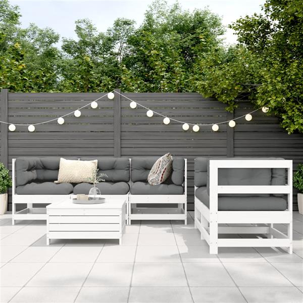 Grote foto vidaxl 6 delige loungeset massief grenenhout wit tuin en terras tuinmeubelen
