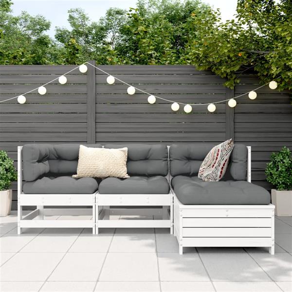 Grote foto vidaxl 4 delige loungeset massief grenenhout wit tuin en terras tuinmeubelen
