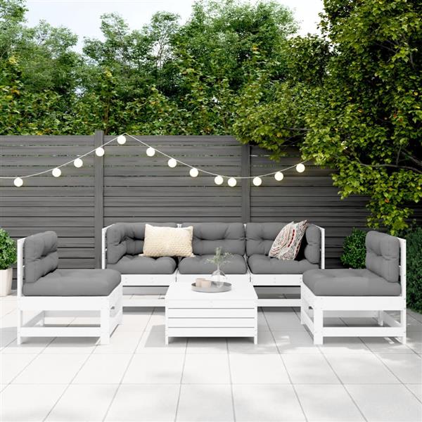Grote foto vidaxl 6 delige loungeset massief grenenhout wit tuin en terras tuinmeubelen