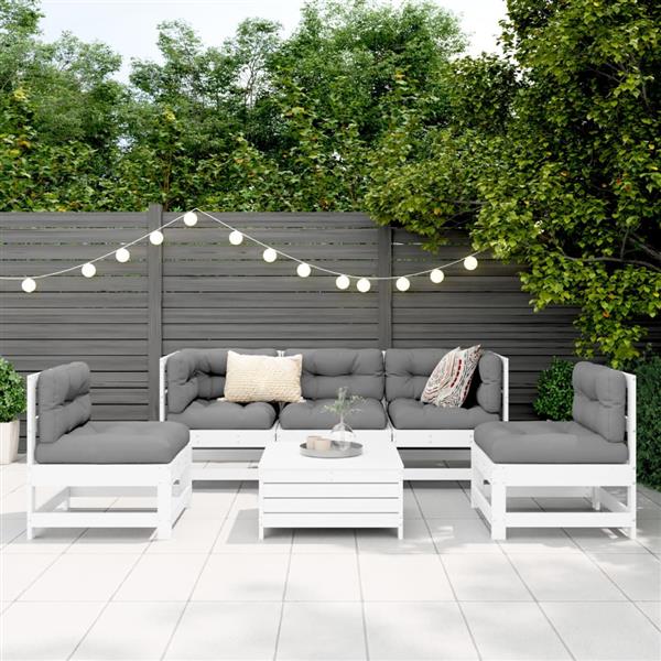Grote foto vidaxl 6 delige loungeset massief grenenhout wit tuin en terras tuinmeubelen