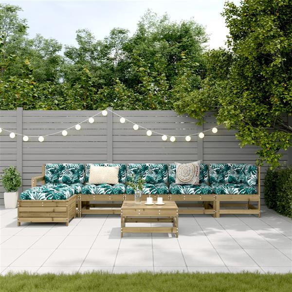 Grote foto vidaxl 7 delige loungeset ge mpregneerd grenenhout tuin en terras tuinmeubelen