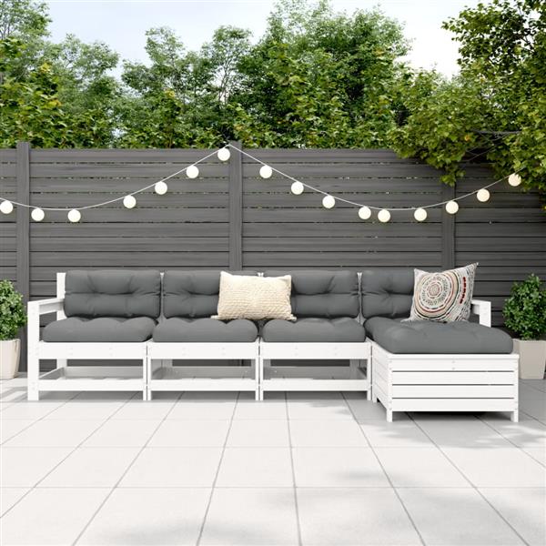 Grote foto vidaxl 5 delige loungeset massief grenenhout wit tuin en terras tuinmeubelen