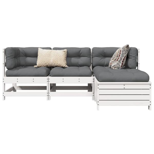 Grote foto vidaxl 4 delige loungeset massief grenenhout wit tuin en terras tuinmeubelen