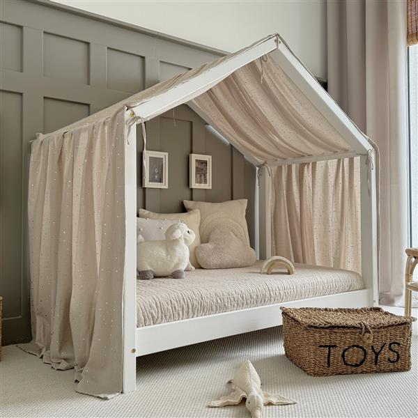 Grote foto mousseline klamboe met details voor bedhuis type b wit met gouden sterren kinderen en baby complete kinderkamers