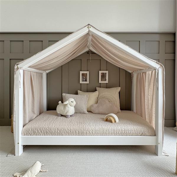 Grote foto mousseline klamboe met details voor bedhuis type b wit met gouden sterren kinderen en baby complete kinderkamers
