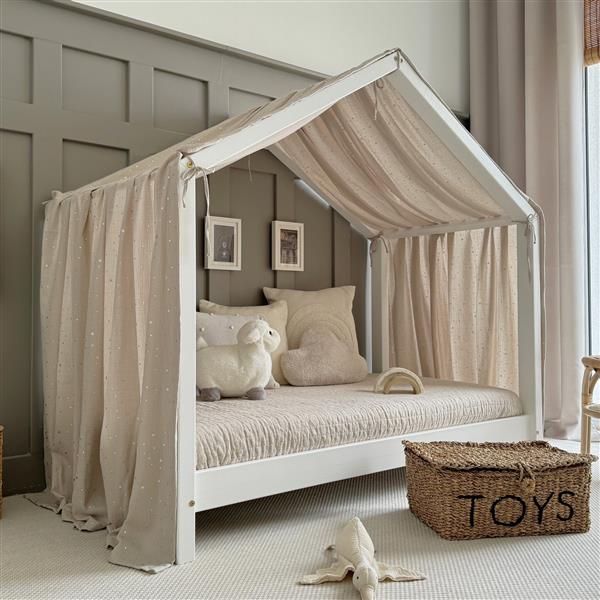 Grote foto mousseline klamboe met details voor bedhuis type b wit met gouden sterren kinderen en baby complete kinderkamers