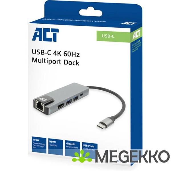 Grote foto act ac7091 laptop dock poortreplicator bedraad usb 3.2 gen 1 3.1 gen 1 type c grijs computers en software overige computers en software
