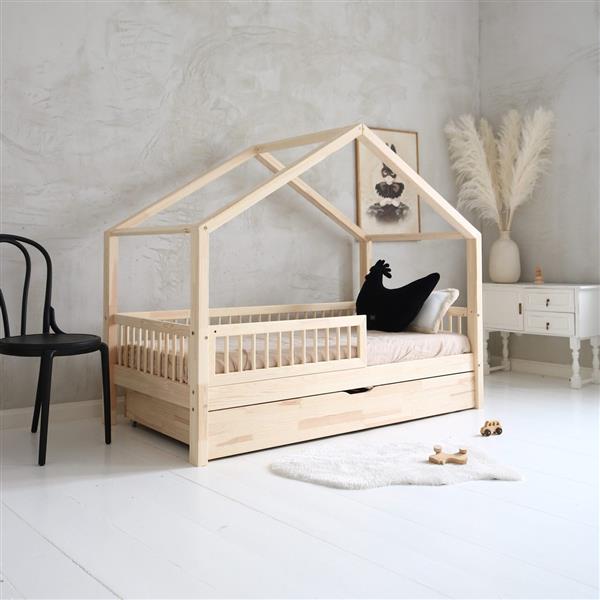 Grote foto houten bedhuis plus met slaaplade configuratie bedhuis plus naturel 160x80cm kinderen en baby complete kinderkamers