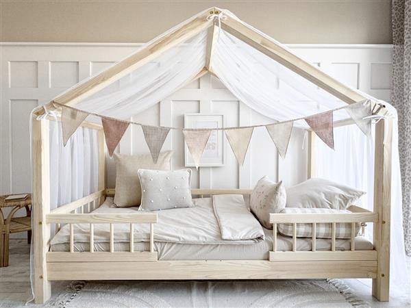 Grote foto houten bedhuis plus met slaaplade configuratie bedhuis plus naturel 160x80cm kinderen en baby complete kinderkamers