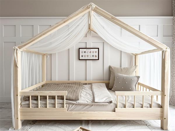 Grote foto houten bedhuis plus met slaaplade configuratie bedhuis plus naturel 160x80cm kinderen en baby complete kinderkamers