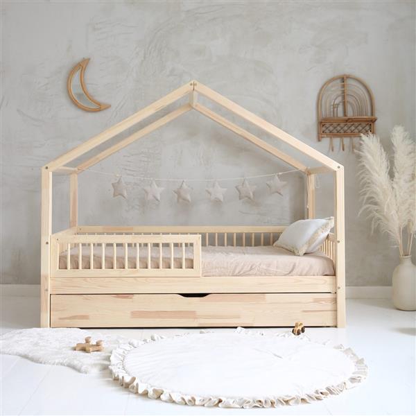 Grote foto houten bedhuis plus met slaaplade configuratie bedhuis plus naturel 160x80cm kinderen en baby complete kinderkamers