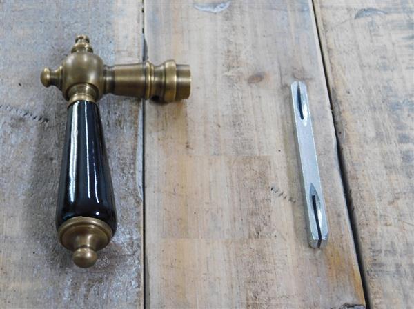 Grote foto 1 deurklink messing met keramisch handvat zwart inclusief doorn doe het zelf en verbouw materialen en producten