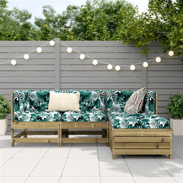 Grote foto vidaxl 4 delige loungeset ge mpregneerd grenenhout tuin en terras tuinmeubelen