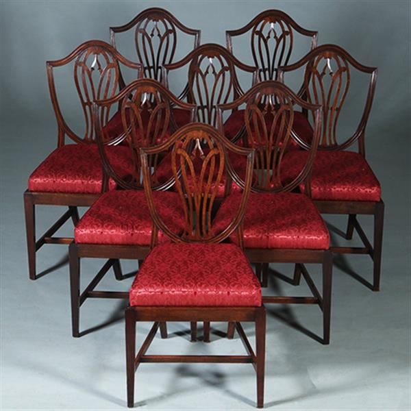 Grote foto zeer comfortabel stel van 8 regency eetkamerstoelen net nieuw gestoffeerd no.272000 antiek en kunst stoelen en banken