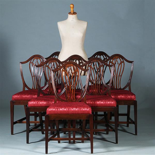 Grote foto zeer comfortabel stel van 8 regency eetkamerstoelen net nieuw gestoffeerd no.272000 antiek en kunst stoelen en banken
