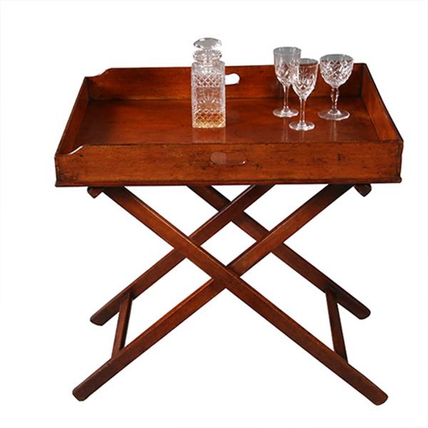 Grote foto mahoniehouten butlertray op inklapbare standaard 1880 no.272105 antiek en kunst stoelen en banken