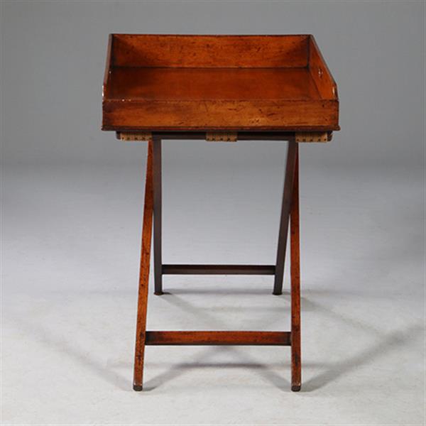 Grote foto mahoniehouten butlertray op inklapbare standaard 1880 no.272105 antiek en kunst stoelen en banken