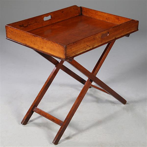 Grote foto mahoniehouten butlertray op inklapbare standaard 1880 no.272105 antiek en kunst stoelen en banken