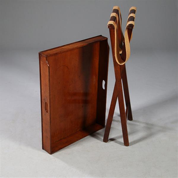Grote foto mahoniehouten butlertray op inklapbare standaard 1880 no.272105 antiek en kunst stoelen en banken