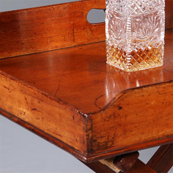 Grote foto mahoniehouten butlertray op inklapbare standaard 1880 no.272105 antiek en kunst stoelen en banken