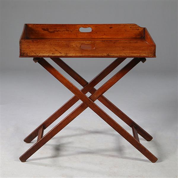 Grote foto mahoniehouten butlertray op inklapbare standaard 1880 no.272105 antiek en kunst stoelen en banken