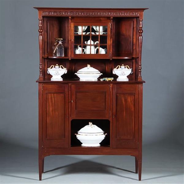 Grote foto strak en chique hollands massief mahonie buffet ca 1895 no.271725 antiek en kunst stoelen en banken
