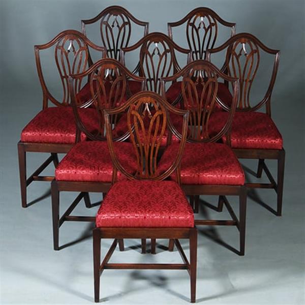 Grote foto zeer comfortabel stel van 8 regency eetkamerstoelen net nieuw gestoffeerd no.272000 antiek en kunst stoelen en banken