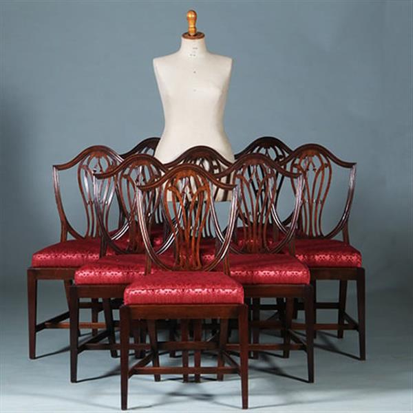 Grote foto zeer comfortabel stel van 8 regency eetkamerstoelen net nieuw gestoffeerd no.272000 antiek en kunst stoelen en banken