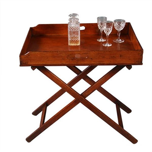 Grote foto mahoniehouten butlertray op inklapbare standaard 1880 no.272105 antiek en kunst stoelen en banken