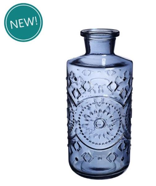 Grote foto gekleurd glazen fles berlin dark blue stuk grotere fles ook voor olielamp bottle 9cm h. 21 cm verzamelen overige verzamelingen