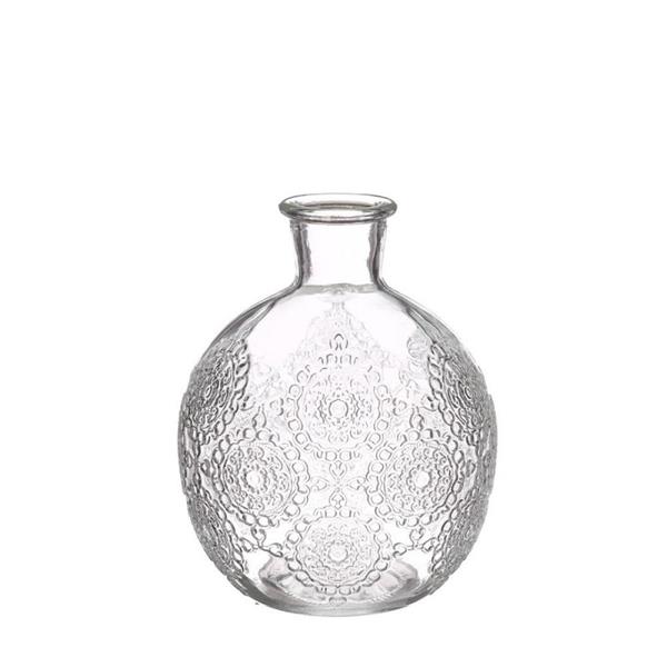 Grote foto gekleurd glazen flesje bologna vaasje kandelaar clear stuk bologna bottle 12 cm hoog 9.5cm diam verzamelen overige verzamelingen