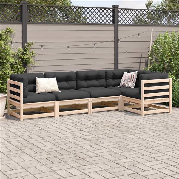 Grote foto vidaxl 5 delige loungeset met kussens massief grenenhout tuin en terras tuinmeubelen