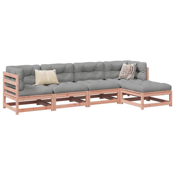 Grote foto vidaxl 5 delige loungeset met kussens massief douglas vurenhout tuin en terras tuinmeubelen