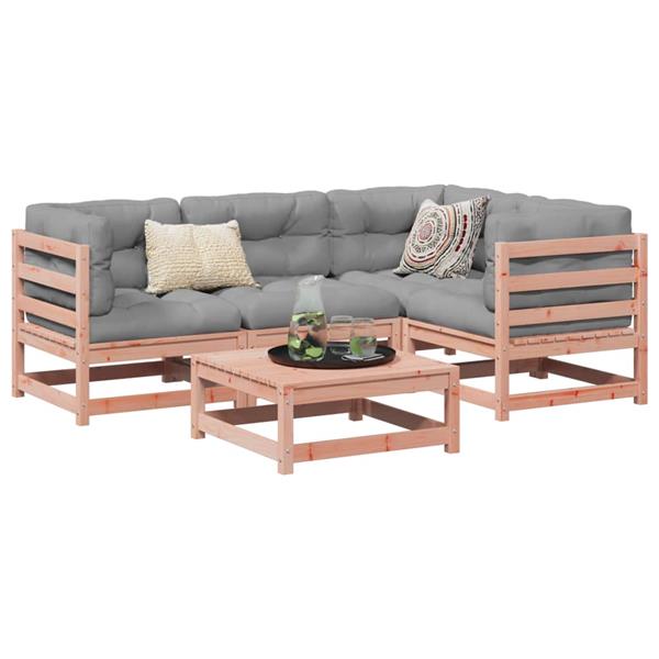 Grote foto vidaxl 5 delige loungeset met kussens massief douglas vurenhout tuin en terras tuinmeubelen