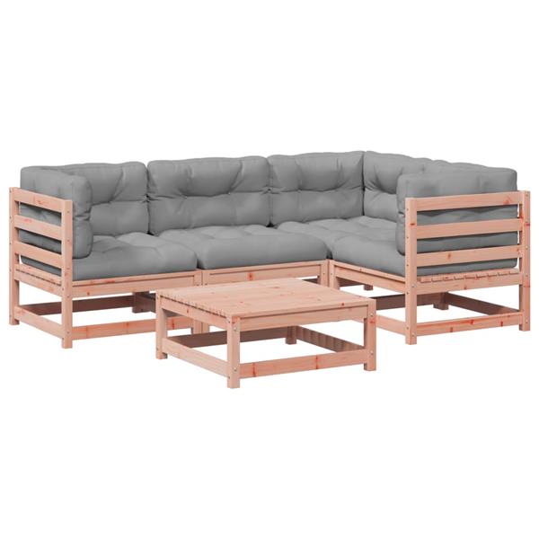 Grote foto vidaxl 5 delige loungeset met kussens massief douglas vurenhout tuin en terras tuinmeubelen