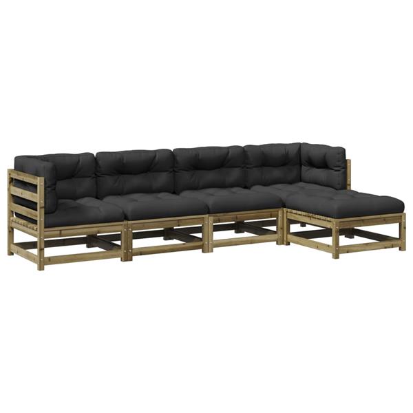 Grote foto vidaxl 5 delige loungeset met kussens ge mpregneerd grenenhout tuin en terras tuinmeubelen