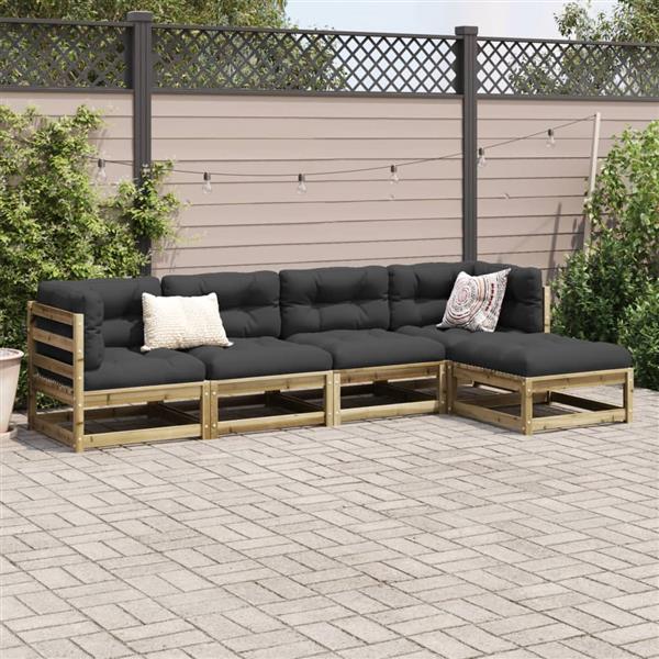 Grote foto vidaxl 5 delige loungeset met kussens ge mpregneerd grenenhout tuin en terras tuinmeubelen