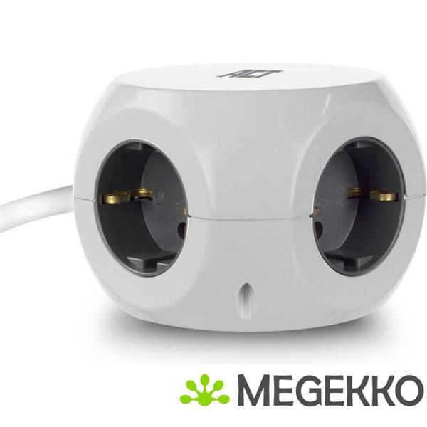 Grote foto act stekkerdoos kubus met 3 type f stopcontacten. 30w power delivery usb c a poorten. kabellengte 1 computers en software overige