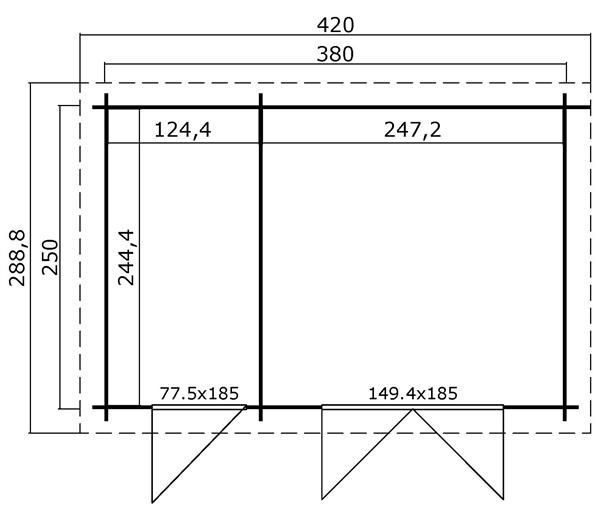 Grote foto tuinhuis blokhut belmont 1 380 x 250 cm tuin en terras tuinhuisjes en blokhutten