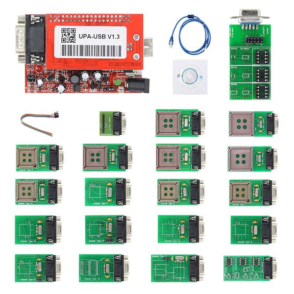 Grote foto upa usb v1.3 programmeur met 19 adapters auto onderdelen auto gereedschap
