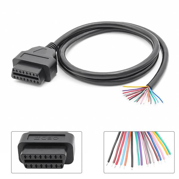 Grote foto 16 pins obd2 stekker vrouwtje met 16 open eindkabels verloopkabel 100 cm auto onderdelen auto gereedschap