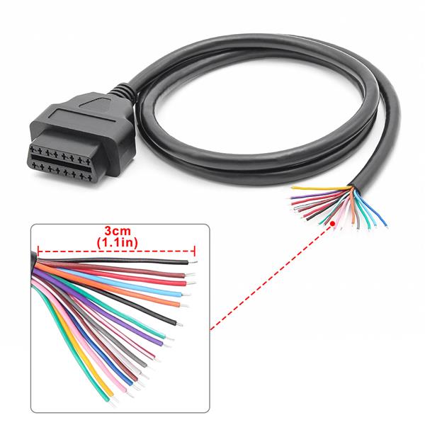 Grote foto 16 pins obd2 stekker vrouwtje met 16 open eindkabels verloopkabel 100 cm auto onderdelen auto gereedschap