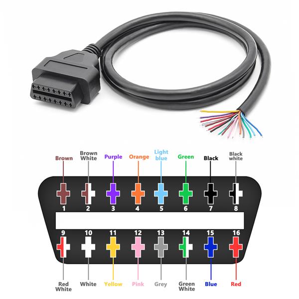 Grote foto 16 pins obd2 stekker vrouwtje met 16 open eindkabels verloopkabel 100 cm auto onderdelen auto gereedschap