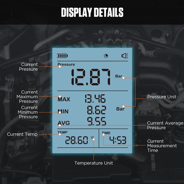 Grote foto autool pt635 brandstofdruktester auto onderdelen auto gereedschap