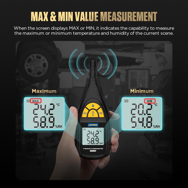 Grote foto autool tm101 thermo hygrometer auto onderdelen auto gereedschap