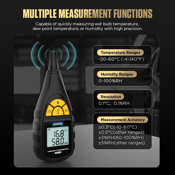 Grote foto autool tm101 thermo hygrometer auto onderdelen auto gereedschap